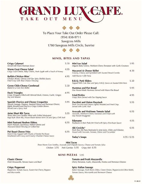 the grand lux cafe|grand lux menu with prices.